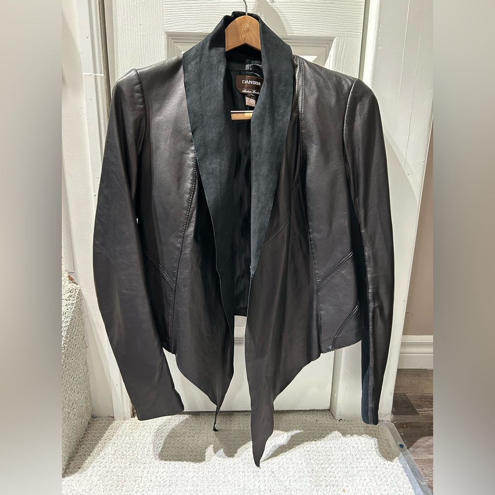 DANIER knotted tie lamb leather jacket XS EUC